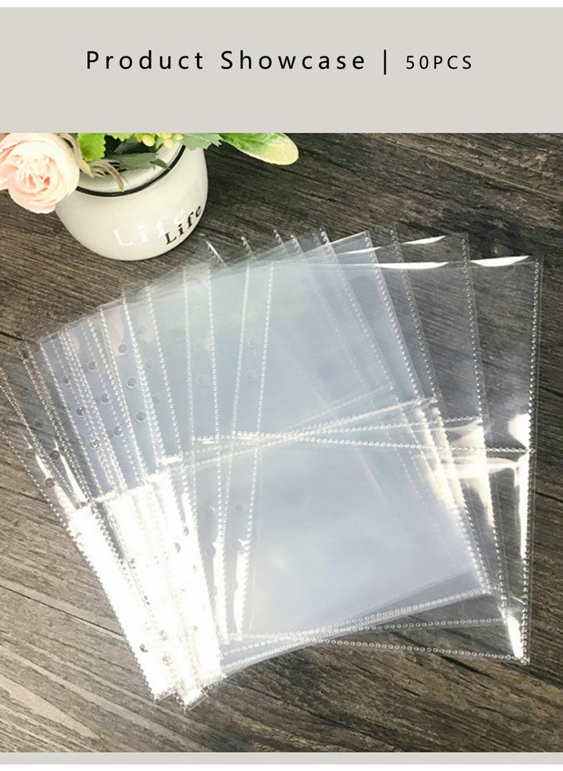 SYOSI - Photo Album Refill Pages Ring Binder Photo Pockets Photo Page Pictures Postcard Sleeves Photo Sleeves Album Inner Page Style, Archival Photo Sleeves 4x6 (A5, 50 Covers) for 200 Photos - Image 1