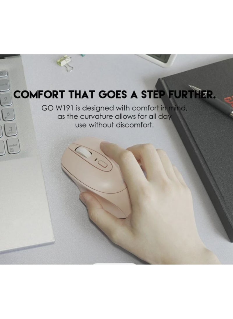 W191 Wireless White Mouse with Silent Click , 1600dpi comfortable design for the hand and bright colors