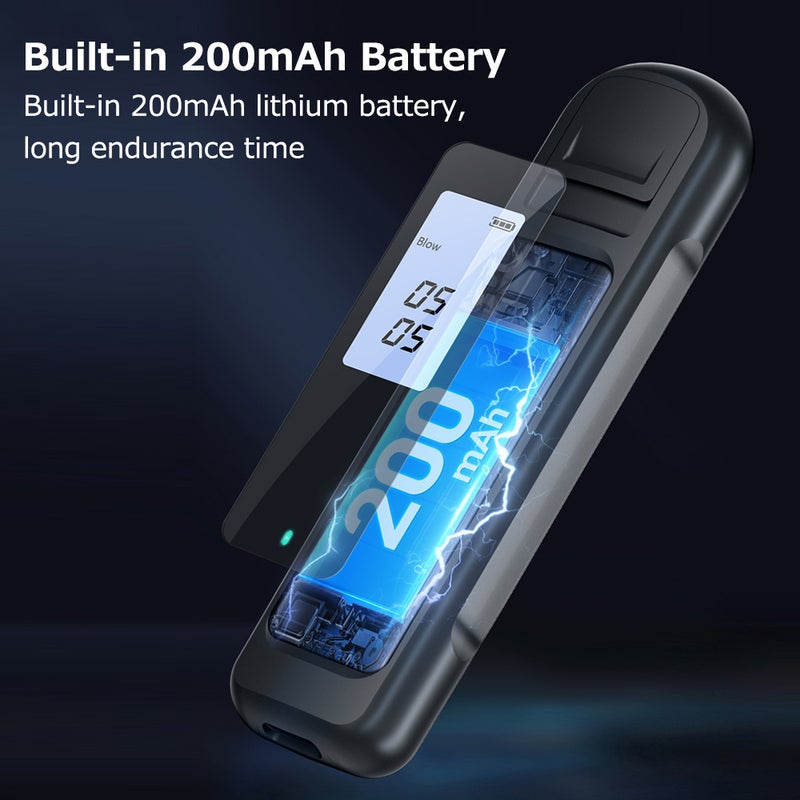 Portable Alcohol Detector Handheld Non-Contact Breath Blow Tester with LED Display Screen 3-color Indicator Light Blue(mg/l) - Image 2
