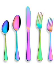 Berglander Flatware Set 20 Piece, Stainless Steel With Titanium Colorful Plated, Multicolor Flatware Set, Silverware, - Image 1