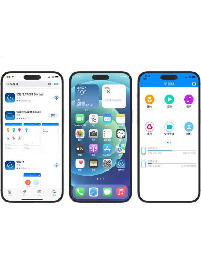 EAGET Eaget 128Gb Lightning Usb3.0 Type-C 3-In-1 Apple Android Mobile Phone U Disk I90 Official Mfi Certified Compatible With Iphone Computer Ipad Silver - Image 3