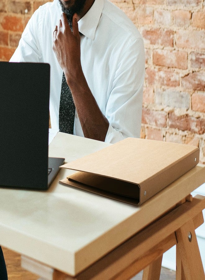 Homakover Natural Recycled Kraft Binder 3-Holds Round Ring Binder 2 Pack, Durable Binding Hard Cover Protector for Journal, Notebook, Inserted Sheets & Refill Paper, Holds 200 Sheets Capacity (A4 Size) - Image 5