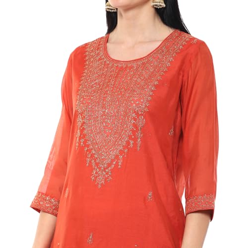 BIBA Women EMBROIDERY STRAIGHT KURTA SALWAR KURTA DUPATTA(SKDRIVAYAT9685_BRICK RED_32) - Image 5