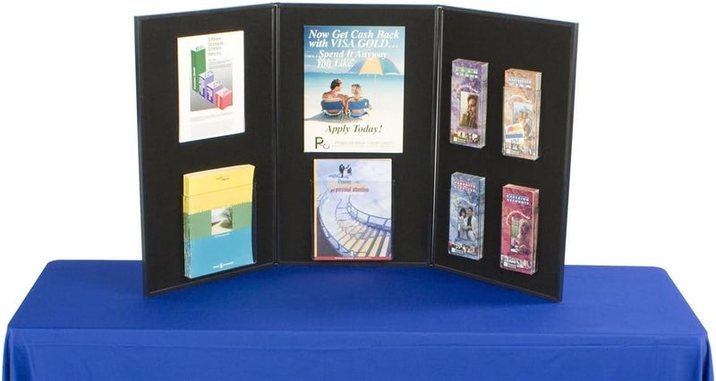 Displays2go 3Panel Tabletop Display Board 54 x 30  Black and Gray Hook  LoopReceptive Fabric for Exhibitions and Trade Shows - Image 2