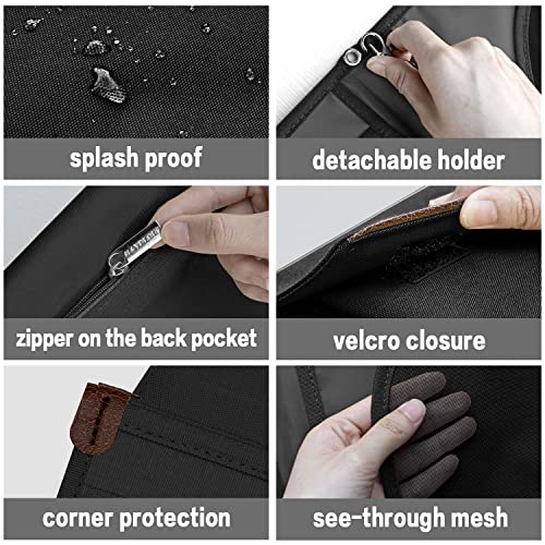 Mayplous A5 Conference Folder Business Organiser Bag Notepad Carrying Case Document Case A5 Portfolio Organiser Portfolio Binder with Zip (Jet Black) - Image 3
