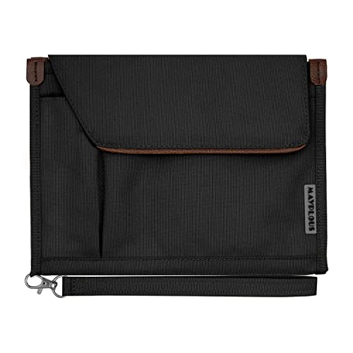 Mayplous A5 Conference Folder Business Organiser Bag Notepad Carrying Case Document Case A5 Portfolio Organiser Portfolio Binder with Zip (Jet Black) - Image 1