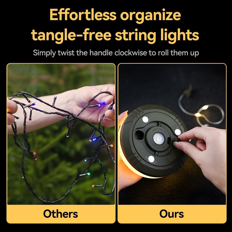 Proxima Direct 10 m Camping String Light 2-in-1 Roll Up LED Fairy Lights Rechargeable IP67 Waterproof for Ramadan Kareem Eid Mubarak Diwali Party Indoor Outdoor Decorations (Multi-color) - Image 5