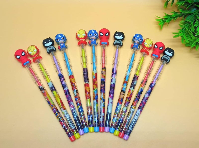 Tera13 Birthday Return Gifts Pencil Set for Boys(4 Pcs) Pencil for Kids,Stack Pencil,Writing&Drawing Pencil for School,Return Gifts Stationary Items, Multicolor - Image 2