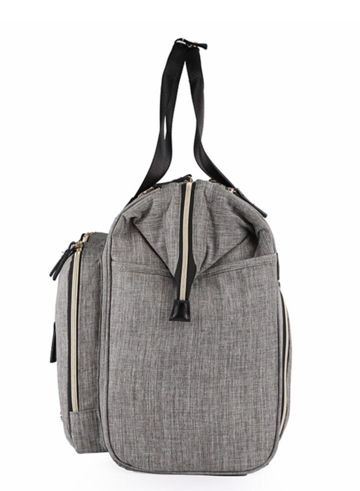 Little Story حقيبة حفاضات سفر XL للأم والأب مع حصيرة تغيير الحفاضات - رمادي - Image 3