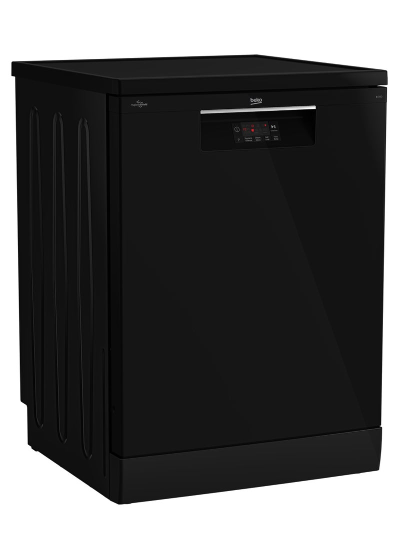 Beko Full Size Dishwasher 14 Persons - 5 Programs - 60 cm - Steam Gloss - LED Display - Half load - Hygiene Intense BDFN15420B Piano Black - Image 2