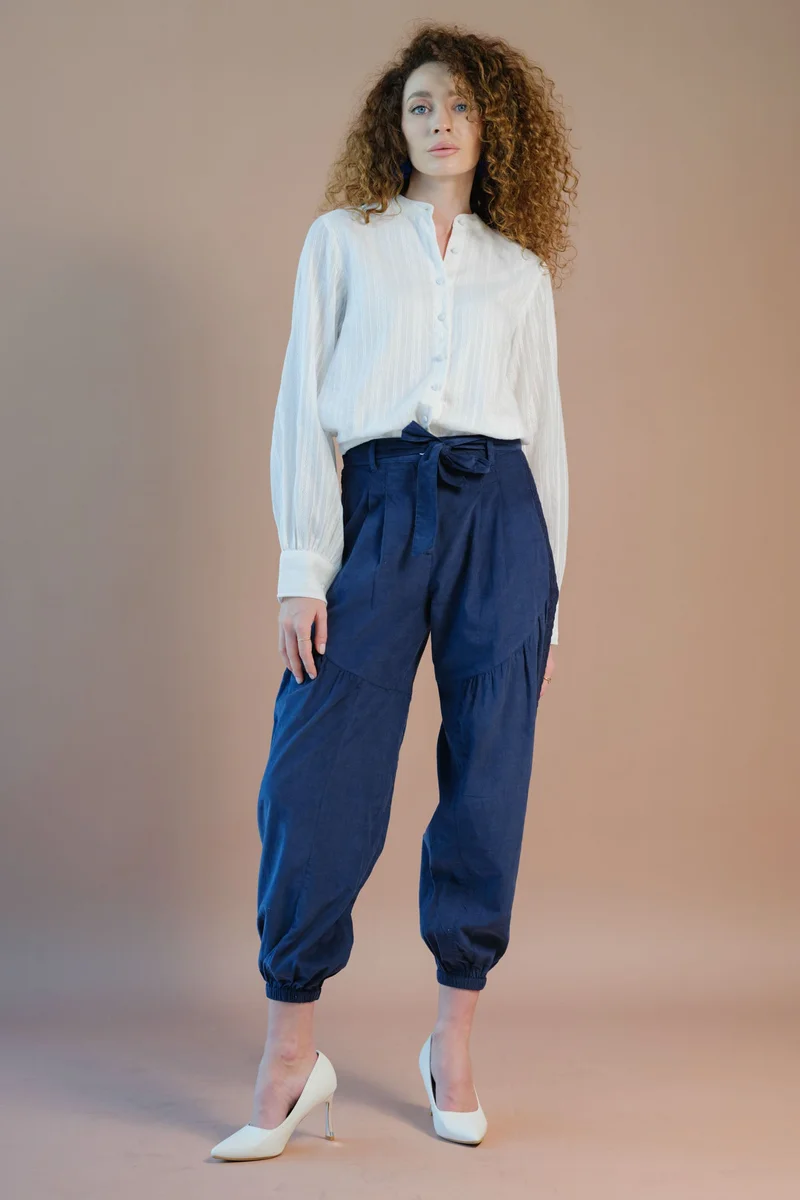 Virgio  Solid Cotton High-Waisted Balloon Fit Pants for Women for Women | Best Price UAE