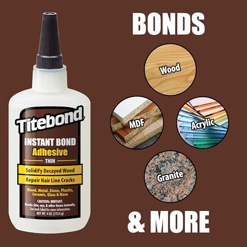 Titebond Instant Bond Wood Adhesive, Thin Viscosity, Clear, 2 oz., 6201 - Image 4