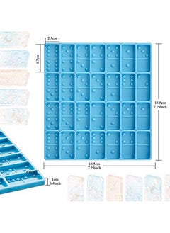 Patelai Domino Mold for Epoxy Domino Mold for Resin Candy Molds Clay Mold Dominoes Molds 28 Cavities Silicone Mold for Pendant Epoxy Molds Cake Jewelry Making Tool (Blue,125 Gram)  - Image 2