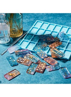 Patelai Domino Mold for Epoxy Domino Mold for Resin Candy Molds Clay Mold Dominoes Molds 28 Cavities Silicone Mold for Pendant Epoxy Molds Cake Jewelry Making Tool (Blue,125 Gram)  - Image 4