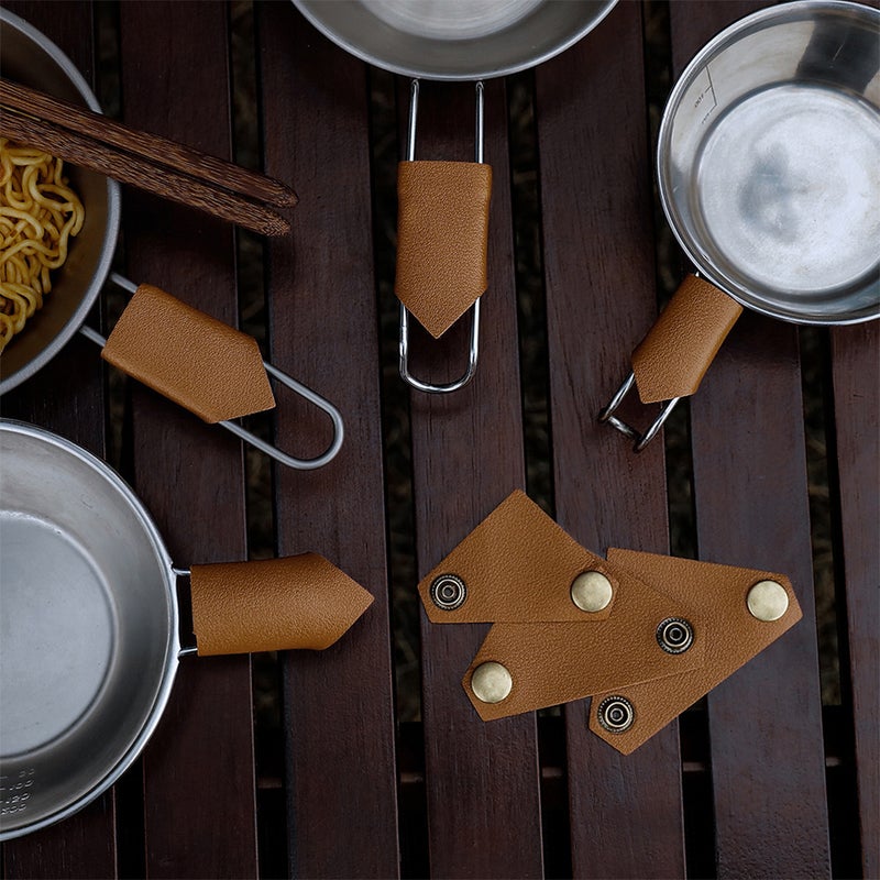 🍳 واقيات مقابض الأواني مع غلاف من الجلد معزول حراريا لحماية اليدين أثناء الطهي - Image 4