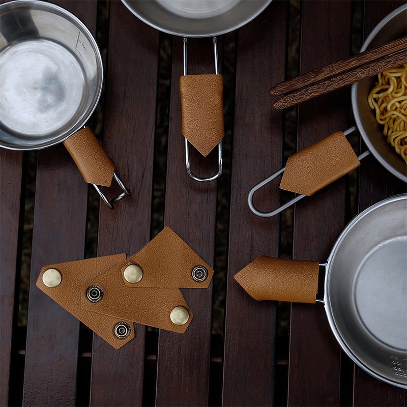 🍳 واقيات مقابض الأواني مع غلاف من الجلد معزول حراريا لحماية اليدين أثناء الطهي - Image 5