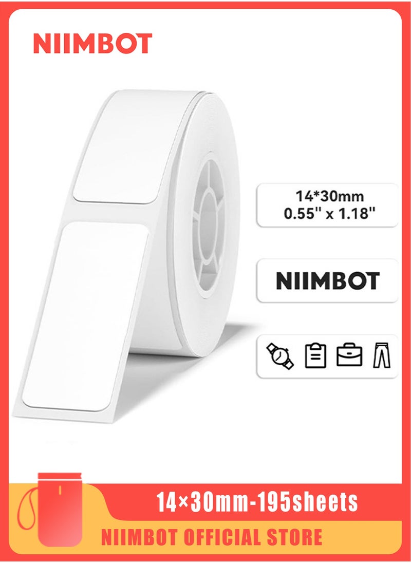 NIIMBOT D11/D110/D101 Label Maker, Waterproof, Oil-Proof Sticker Labels for JADENS D110&D11 Label Maker, Refill Label Paper14x30mm, 1 Roll of 195 (White)  - Image 1