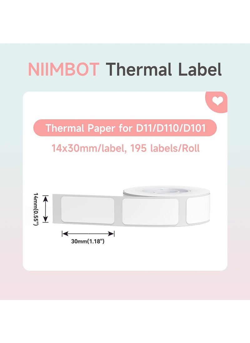 NIIMBOT D11/D110/D101 Label Maker, Waterproof, Oil-Proof Sticker Labels for JADENS D110&D11 Label Maker, Refill Label Paper14x30mm, 1 Roll of 195 (White)  - Image 2