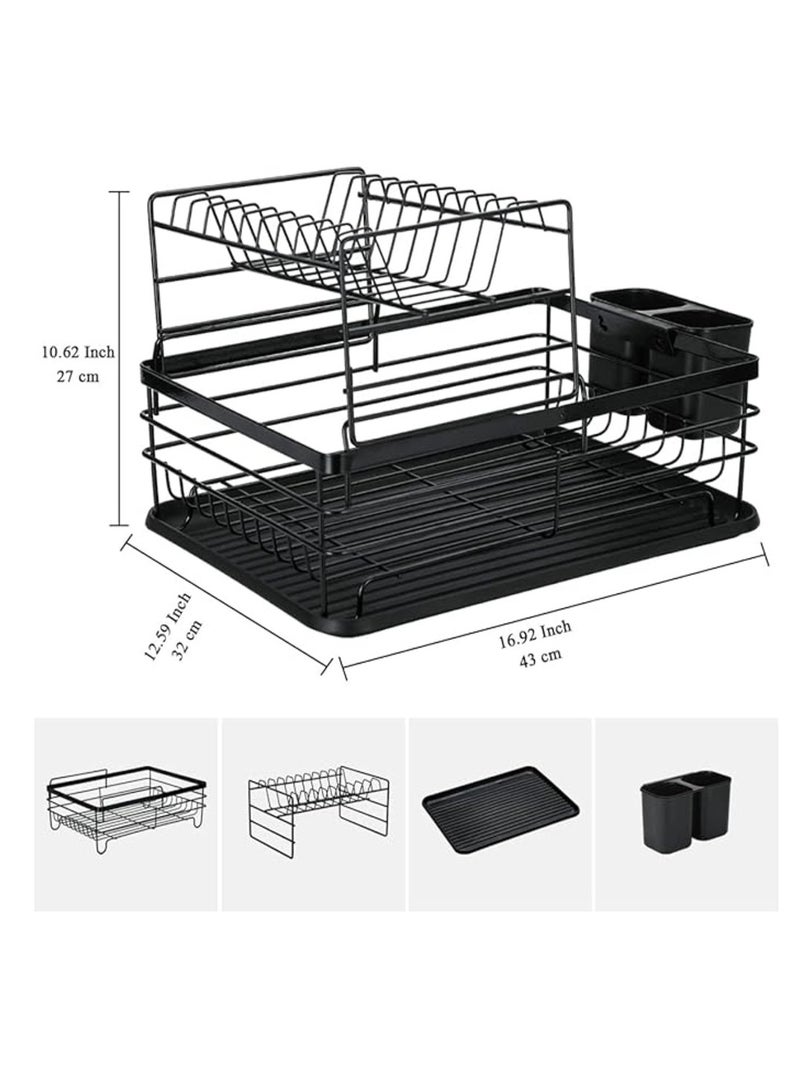 eBasket 2-Tier Dish Drying Storage Rack Black 800grams  - Image 3