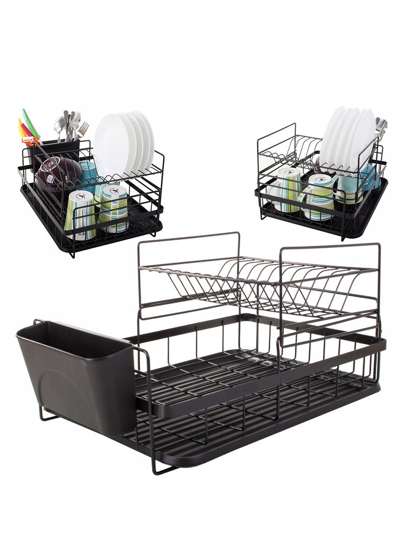 eBasket 2-Tier Dish Drying Storage Rack Black 800grams  - Image 4