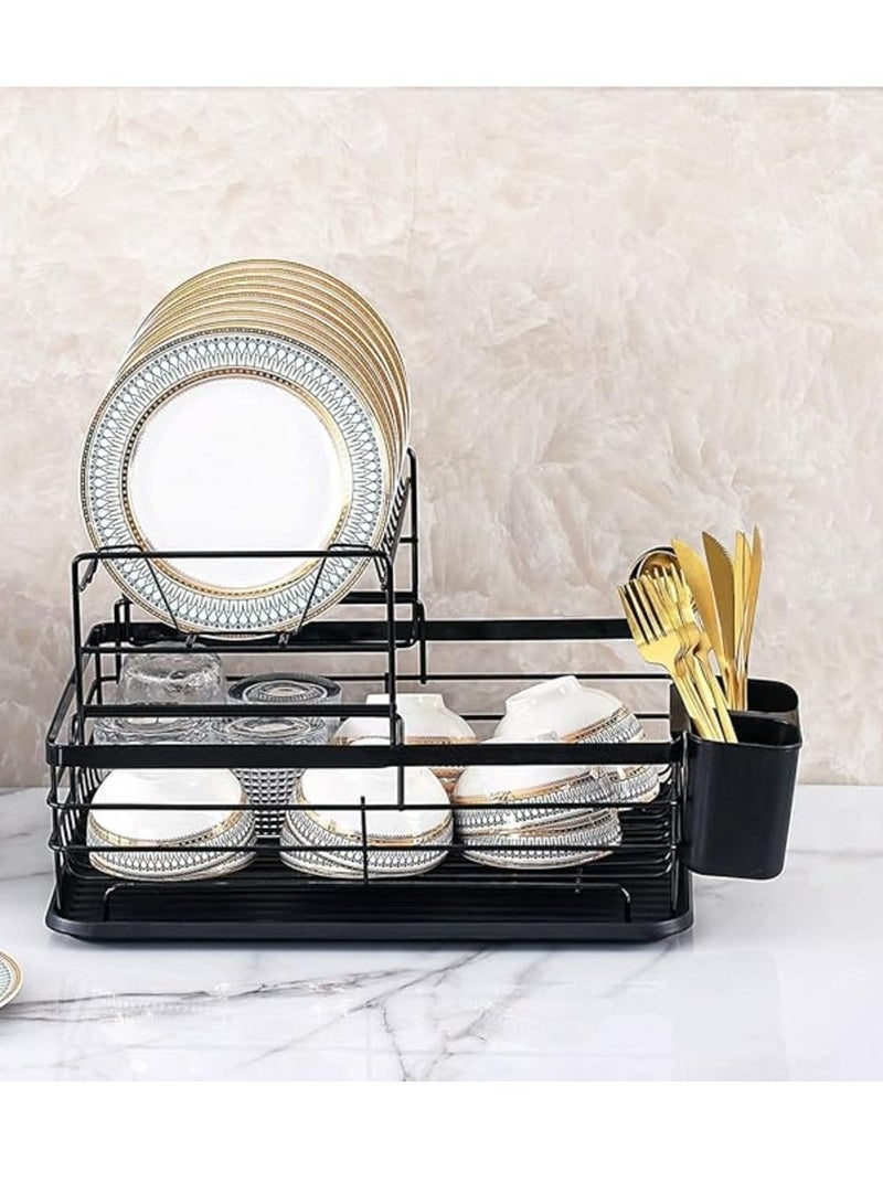 eBasket 2-Tier Dish Drying Storage Rack Black 800grams  - Image 1