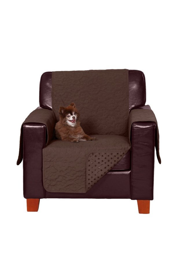Furhaven - Waterproof & Non-Slip Chair Cover Protector For Dogs, Cats, & Children - Quilted Paw Print Living Room Furniture Cover - Espresso, Chair - Image 1