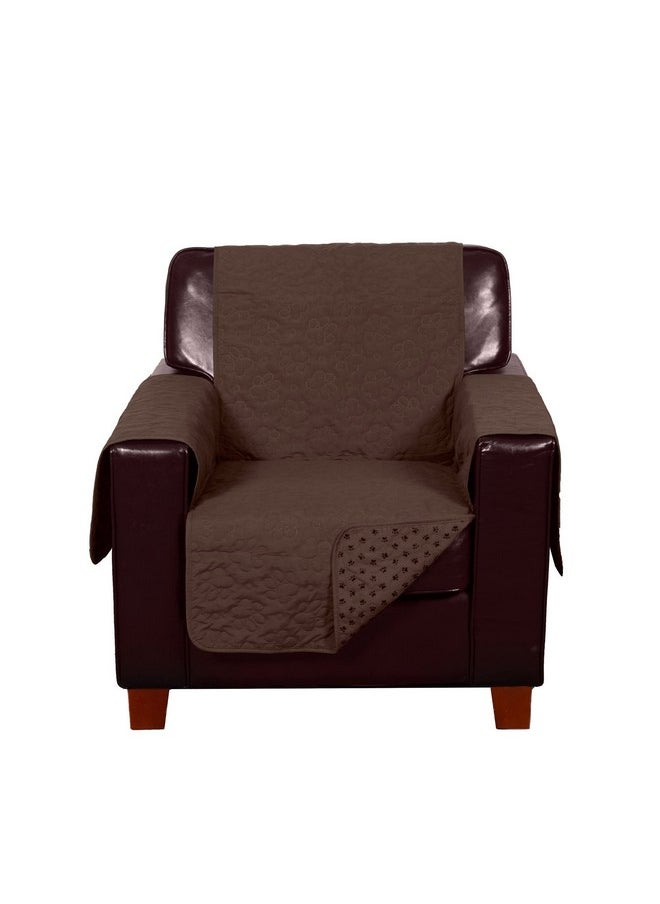 Furhaven - Waterproof & Non-Slip Chair Cover Protector For Dogs, Cats, & Children - Quilted Paw Print Living Room Furniture Cover - Espresso, Chair - Image 1