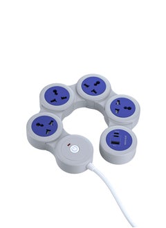 Multi-Socket Strip Universal AC & Type-C - Grey and Blue