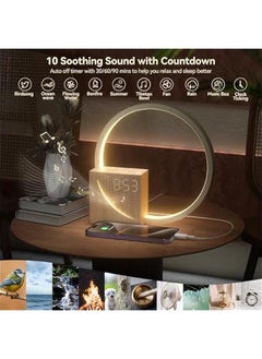 Beauenty Sunrise Alarm Clock for Heavy Sleepers Adults, Wake-up Light, Sleep Aid 10 White Noise Sound Machines with 30/60/90 Timer, 3 Level Dimmable Touch Table Lamp with Snooze USB Charger Port  - Image 4