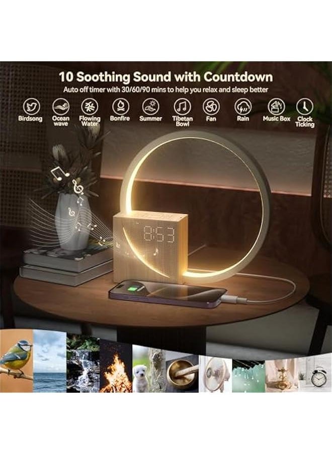Beauenty - Sunrise Alarm Clock for Heavy Sleepers Adults, Wake-up Light, Sleep Aid 10 White Noise Sound Machines with 30/60/90 Timer, 3 Level Dimmable Touch Table Lamp with Snooze USB Charger Port - Image 1