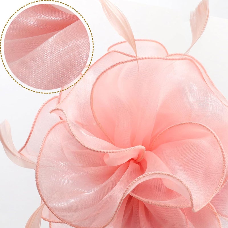 DRESHOW Fascinators Hat Flower Mesh Ribbons Feathers on a Headband and a Clip Tea Party Headwear for Girls and Women - Image 2