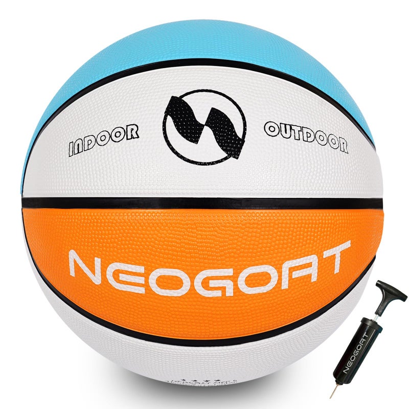 NEOGOAT Size 5 Kids Youth Basketball 27.5",Durable High-Bounce Thickened Rubber Youth 27.5" Basketball Size 5 for in & Outdoor Play, for Boys & Girls Ages 4-10 (Deflated,with Pump) - Image 2
