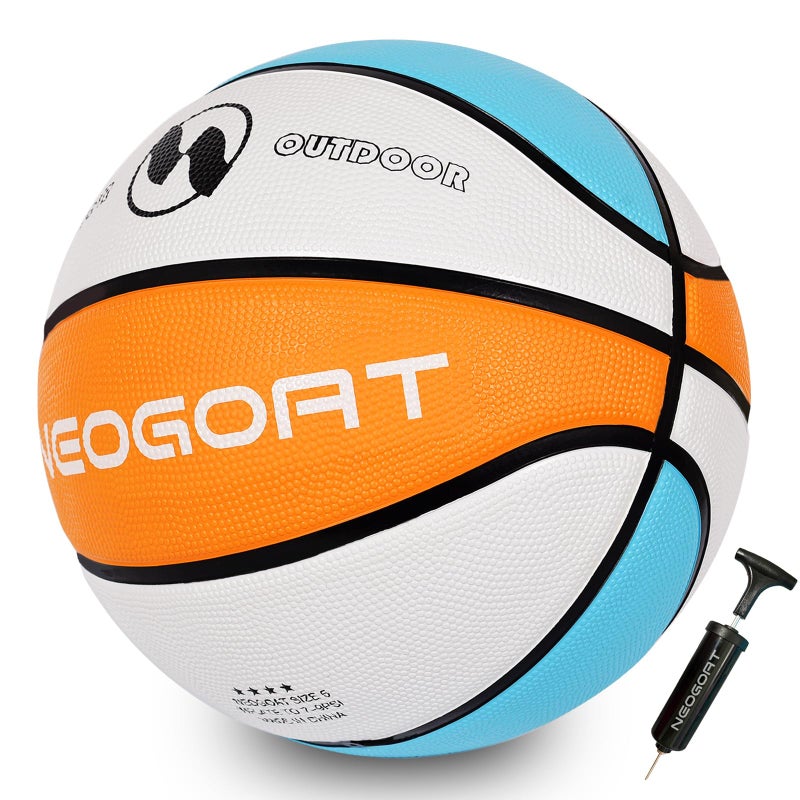 NEOGOAT Size 5 Kids Youth Basketball 27.5",Durable High-Bounce Thickened Rubber Youth 27.5" Basketball Size 5 for in & Outdoor Play, for Boys & Girls Ages 4-10 (Deflated,with Pump) - Image 1