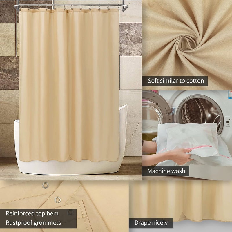 ALYVIA SPRING 72x74 Long Waterproof Fabric Shower Curtain or Liner Khaki | 3 Magnets, Soft Cloth & Hotel Quality, Machine Washable, Light-Weight, Long Size - Image 3