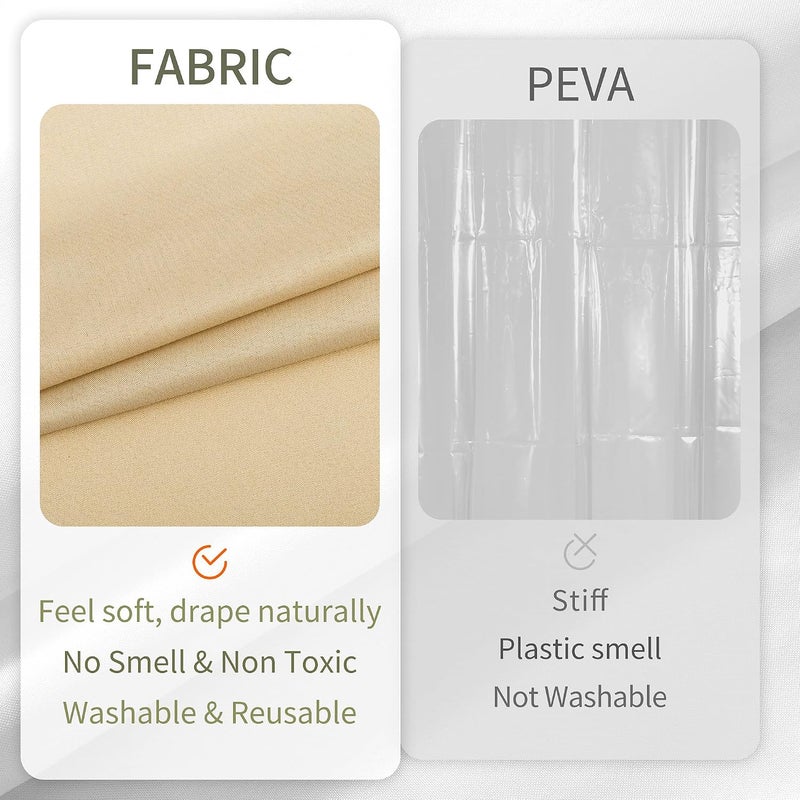ALYVIA SPRING 72x74 Long Waterproof Fabric Shower Curtain or Liner Khaki | 3 Magnets, Soft Cloth & Hotel Quality, Machine Washable, Light-Weight, Long Size - Image 4