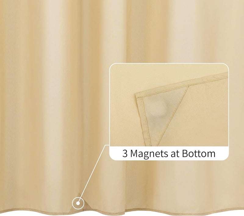 ALYVIA SPRING 72x74 Long Waterproof Fabric Shower Curtain or Liner Khaki | 3 Magnets, Soft Cloth & Hotel Quality, Machine Washable, Light-Weight, Long Size - Image 2