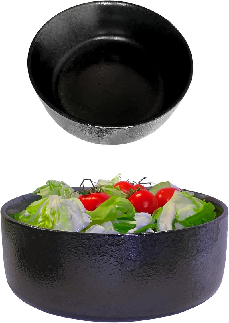 Zena 75 Deep Round Ceramic Pasta Bowl Set of 2  Large Black Stoneware Serving Bowls for Kitchen Use Salads Soups Ramen Pho Pasta  More  Stylish Dinner Bowls - Image 1