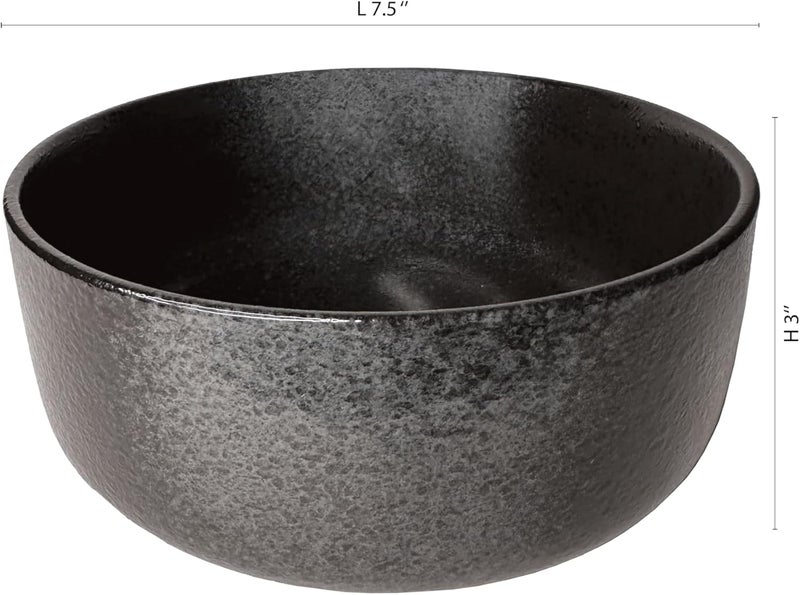 Zena 75 Deep Round Ceramic Pasta Bowl Set of 2  Large Black Stoneware Serving Bowls for Kitchen Use Salads Soups Ramen Pho Pasta  More  Stylish Dinner Bowls - Image 3