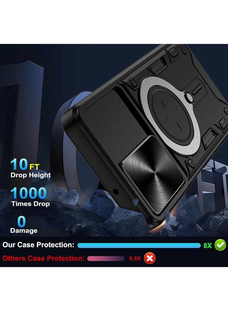 Armor Case for Samsung Galaxy A16 with Slide Camera Cover, Grade Shockproof Case with Rotatable Big Ring Kickstand - Image 2