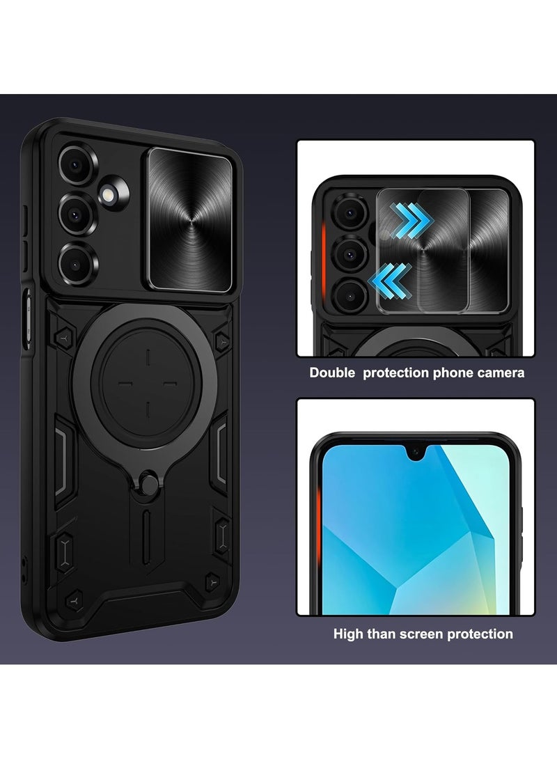 Armor Case for Samsung Galaxy A16 with Slide Camera Cover, Grade Shockproof Case with Rotatable Big Ring Kickstand - Image 4