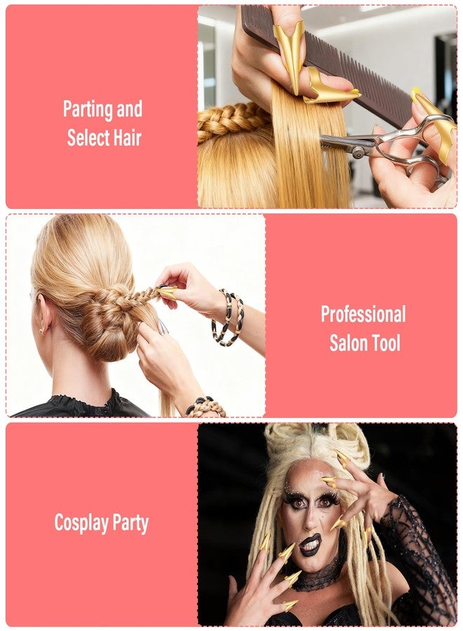 Thrymme 20Pcs Stitch Braid Finger Parting Tool, Stainless Steel Metal Hair Parting Rings, Sectioning Rings for Hair Extensions, Braids & Salon Styling (Gold & Silver) - Image 4