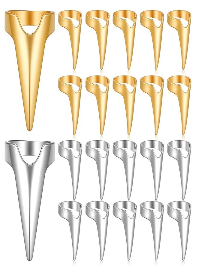 Thrymme 20Pcs Stitch Braid Finger Parting Tool, Stainless Steel Metal Hair Parting Rings, Sectioning Rings for Hair Extensions, Braids & Salon Styling (Gold & Silver) - Image 1