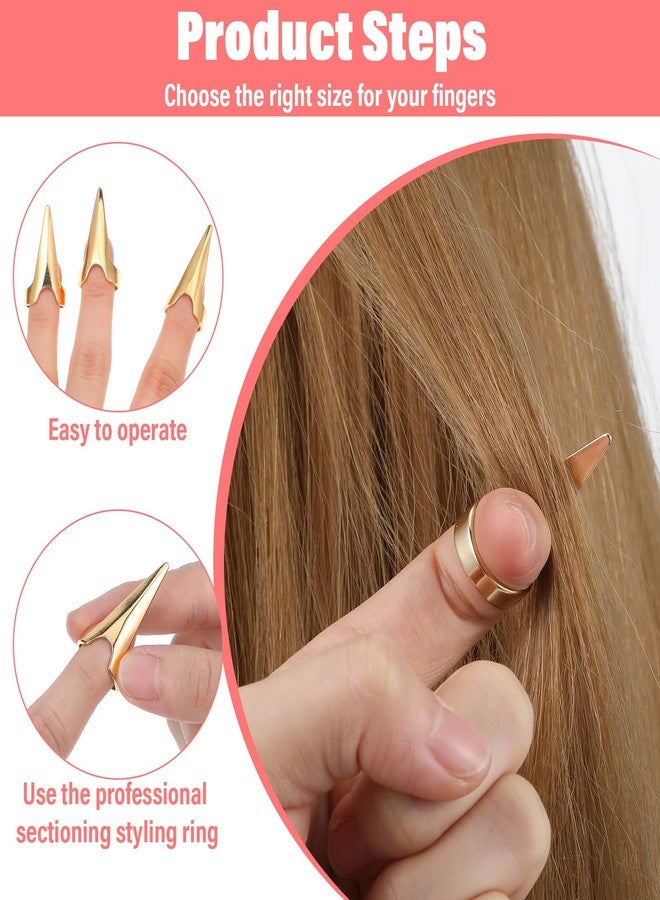 Thrymme 20Pcs Stitch Braid Finger Parting Tool, Stainless Steel Metal Hair Parting Rings, Sectioning Rings for Hair Extensions, Braids & Salon Styling (Gold & Silver) - Image 5
