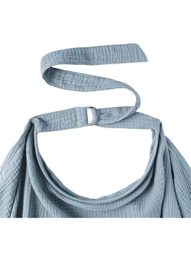 HOOKOR Muslin Nursing Cover for Baby Breastfeeding, Breathable 100% Cotton Breastfeeding Cover with Rigid Hoop for Mother Nursing Apron, Multi-use Carseat Canopy (Blue)  - Image 5
