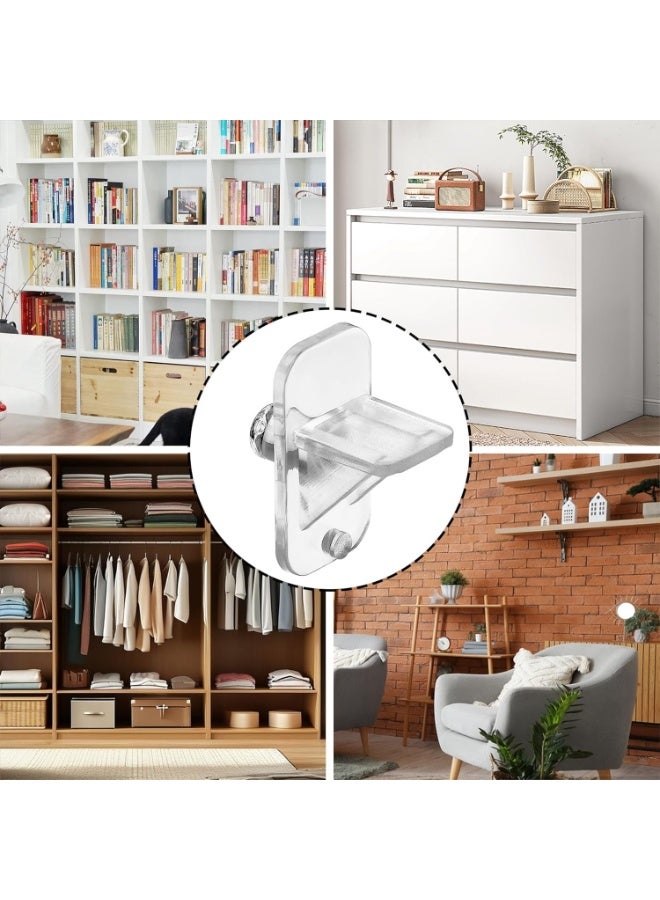 SYOSI Cabinet Shelf Holders, Furniture Support Pins, Clear Plastic Shelf Clips and Bookcase Pegs for Kitchen, Wood Shelving, and Storage Unit Reinforcement (Transparent, 24-Pack, 1/4 Inch) - Image 5