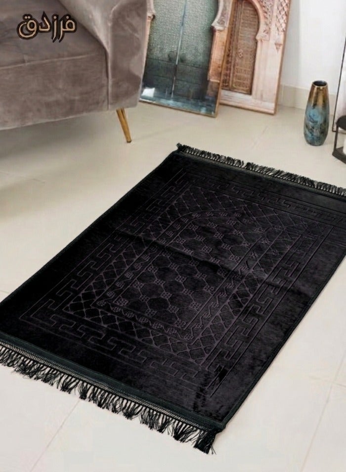Farazdaq prayer rug, cotton material, comfortable lining, Blue, Black color - Image 3