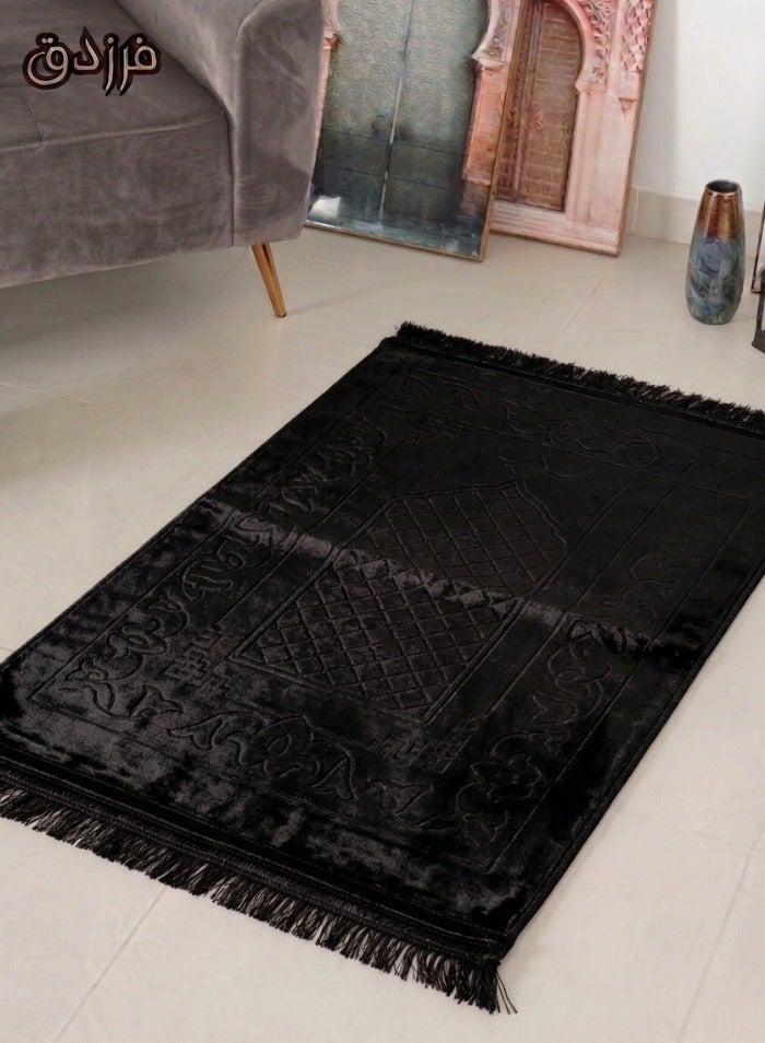 Farazdaq prayer rug, cotton material, comfortable lining, Blue, Black color - Image 4