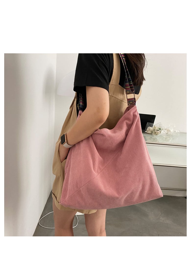 SYOSI Stylish Handbag for Women, Corduroy Large Shoulder Bag, Stylish Satchel Shoulder Bag, Perfect for Everyday Use, Travel - Image 3