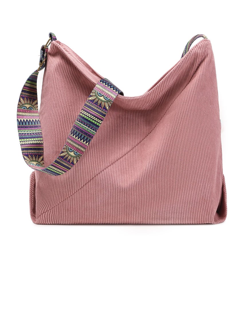 SYOSI Stylish Handbag for Women, Corduroy Large Shoulder Bag, Stylish Satchel Shoulder Bag, Perfect for Everyday Use, Travel - Image 1