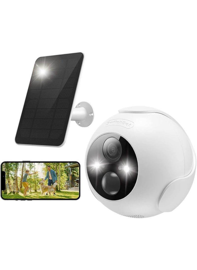 SwitchBot 2K Outdoor Spotlight Cam with Solar Panel, Waterproof Security Camera with 5200mAh Battery, Human Detection, 1080p Color Night Vision  - Image 1